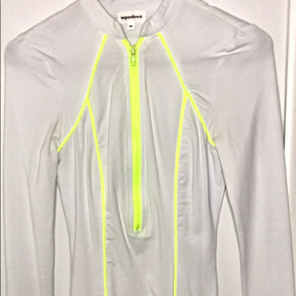 Revolve White and Lime Green Bodycon Mini Dress